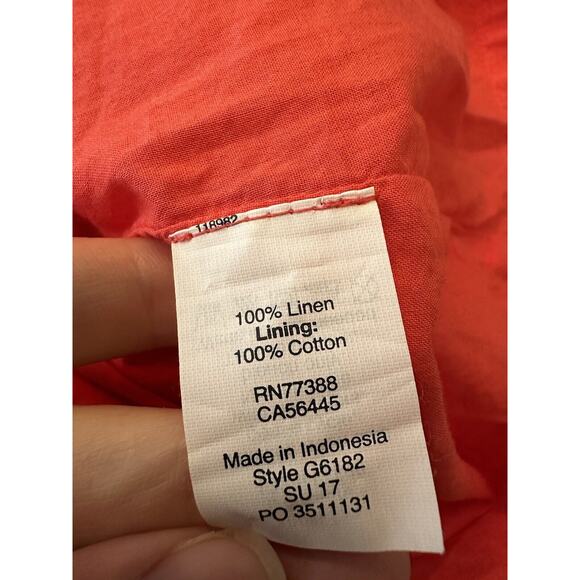 J. Crew 100% Linen Mini Dress Sleeveless Size XL Coral Lined Vacation Summer - Picture 7 of 9